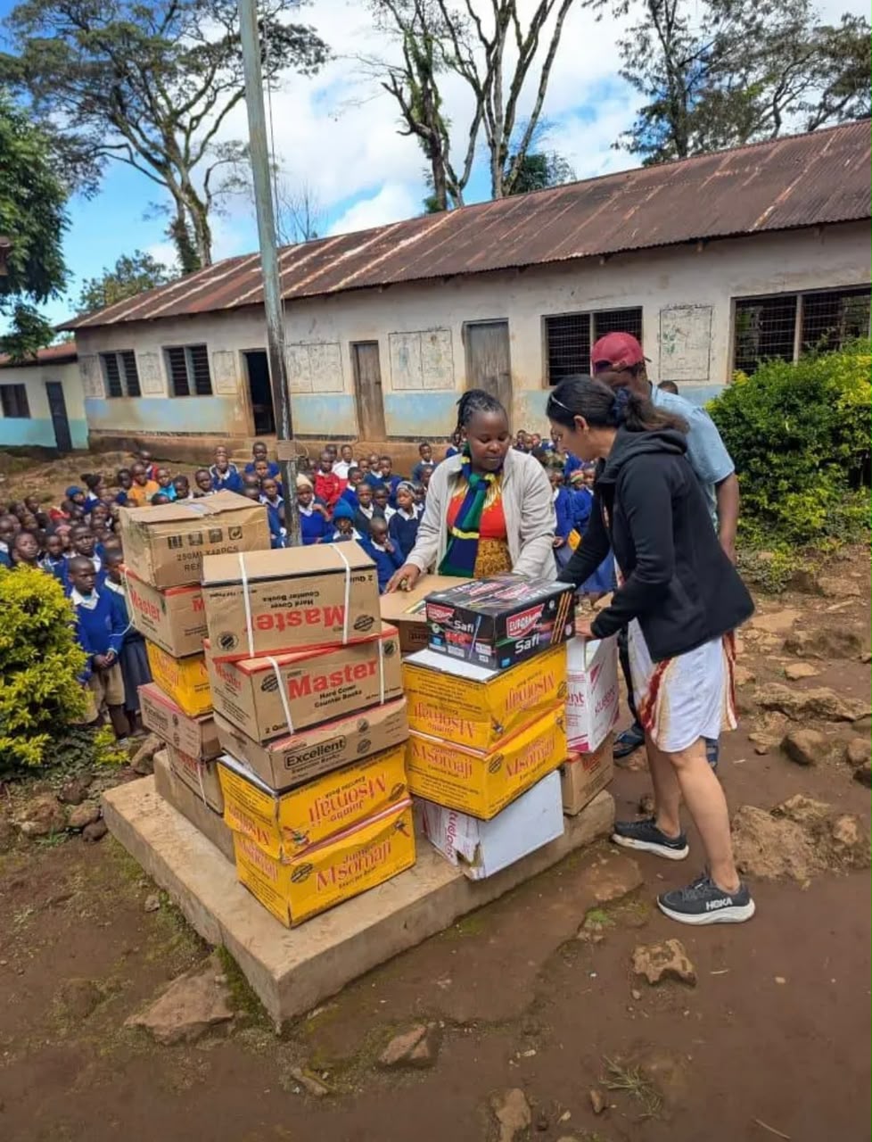 Donating supplies to a local school